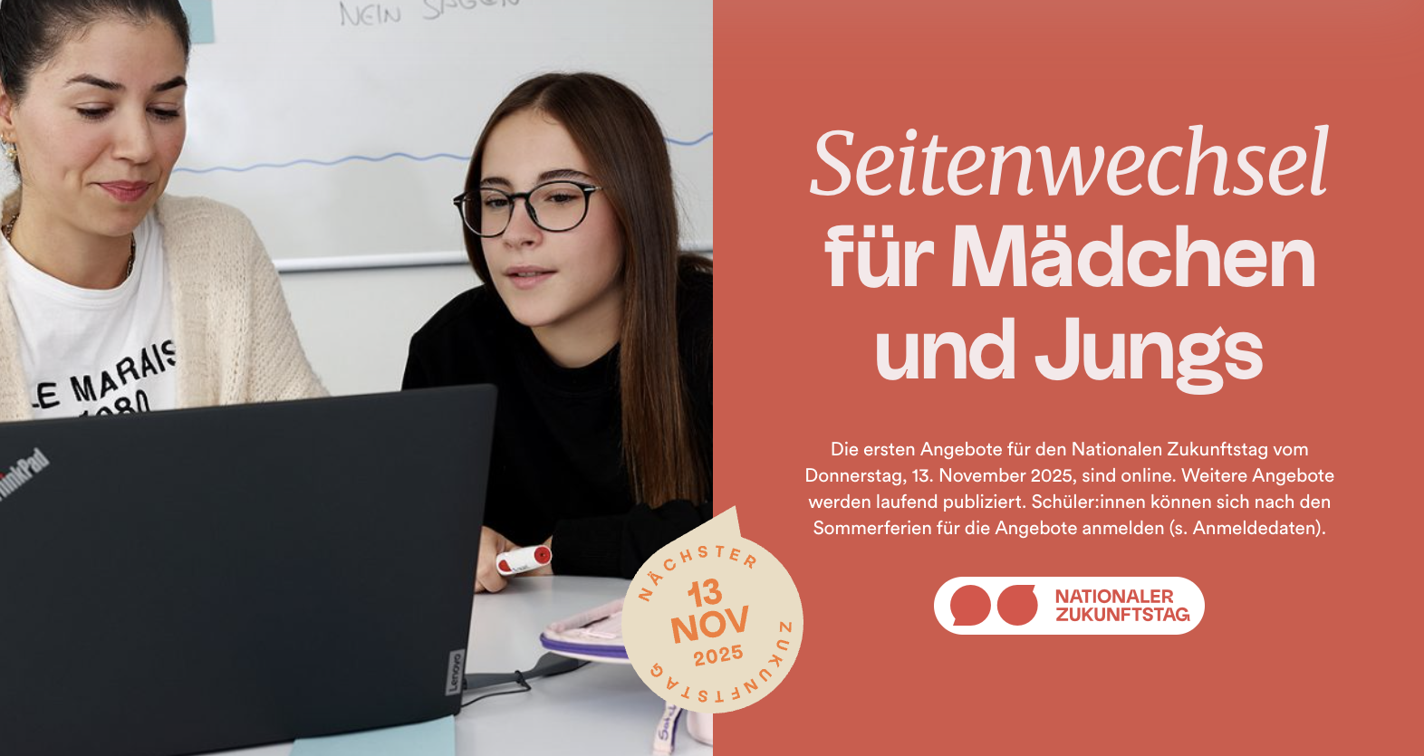 Nationaler Zukunftstag - Seitenwechsel für Mädchen und Jungs